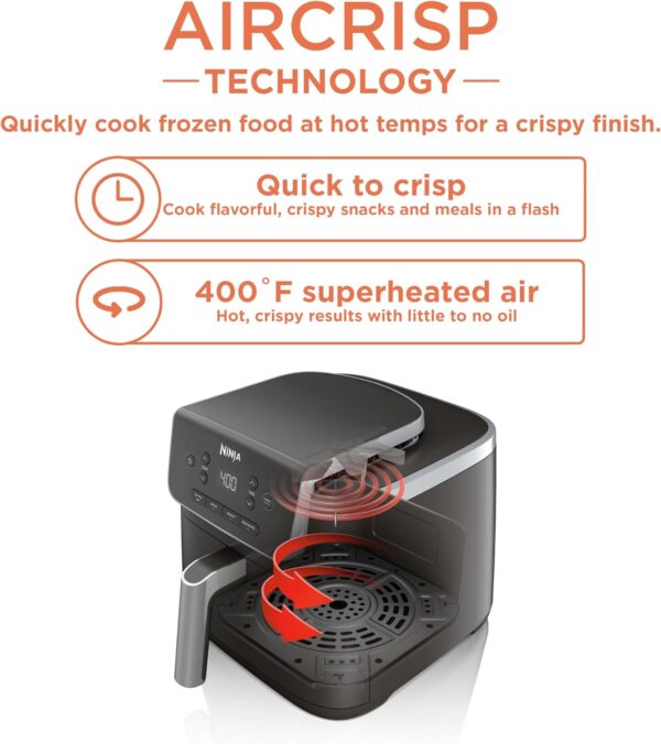 Ninja Air Fryer Pro 4-in-1 with 5 QT Capacity, Air Fry, Roast, Reheat, Dehydrate, Air Crisp Technology with 400F for hot, crispy results in just minutes, Nonstick Basket & Crisper Plate, Grey, AF141 - Image 2