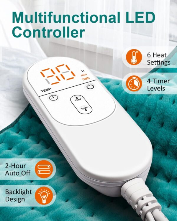 Heating Pad for Back Pain Relief with 6 Heat Settings, 4 Auto-Off, Gifts for Women Mom Men Dad, Electric Heating Pads for Cramps/Abdomen/Waist/Shoulder, Moist Dry Heat Options, 12 - Image 2