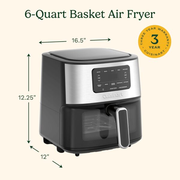 Cuisinart Air Fryer Oven – 6-Qt Basket Stainless Steel Air Fryer – Dishwasher-Safe Parts with 5 Presets – Roast, Bake, Broil, Air Fry and Keep Warm – Quick & Easy Meals – AIR-200 - Image 3