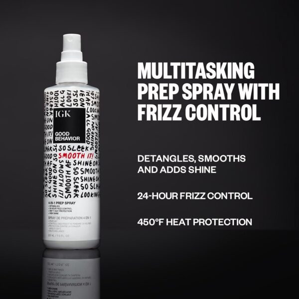 IGK GOOD BEHAVIOR 4-in-1 Prep Spray | Leave In + Detangle + Heat Protectant | Vegan + Cruelty Free | - Image 2