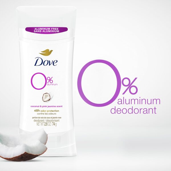 Dove Aluminum Free Deodorant for Women 24-Hour Odor Protection, Coconut and Pink Jasmine, 7.8 Oz, 3 Count - Image 3