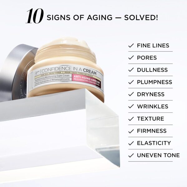 IT Cosmetics Confidence in a Cream Anti Aging Face Moisturizer – Visibly Reduces Fine Lines, Wrinkles & Signs of Aging Skin in 2 Weeks, 48HR Hydration with Hyaluronic Acid, Niacinamide - Image 5