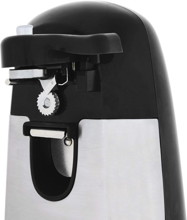 Amazon Basics Electric Can Openers for Kitchen, Powerful Stainless Steel Blade with Magnetic Lid Holder, Automatic, Countertop, Black - Image 2
