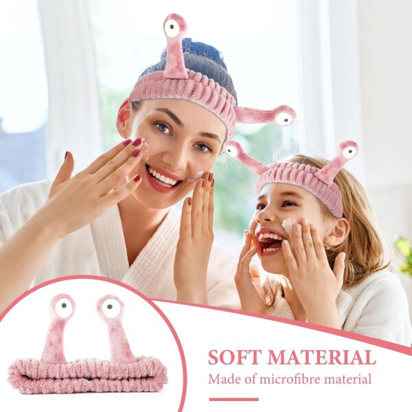 Molain Face Wash Headband, Palm and Snail Spa Hair Bands Makeup Headbands Women Cartoon Cute Coral Fleece Elastic Headband Creative Hair Accessories for Washing Face Shower Sports Beauty Skincare - Image 5