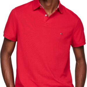 Tommy Hilfiger Men\'s Short Sleeve Polo Shirts in Slim Fit with Stretch and Organic Pique Cotton