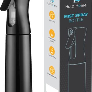 Hula Home Spray Bottle for Hair (10.1oz/300ml) - Powered by Flairosol® Spray Technology - Continuous Ultra Fine Mist Sprayer – For Hairstyling, Cleaning, Salons, Plants, Essential Oil & More - Black