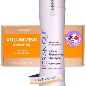 Keranique Scalp Stimulating Keratin for Thinning Hair, Hair Regrowth Amino Complex Shampoo Volumizing, 8 Fl Oz