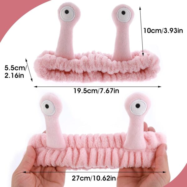 Molain Face Wash Headband, Palm and Snail Spa Hair Bands Makeup Headbands Women Cartoon Cute Coral Fleece Elastic Headband Creative Hair Accessories for Washing Face Shower Sports Beauty Skincare - Image 2