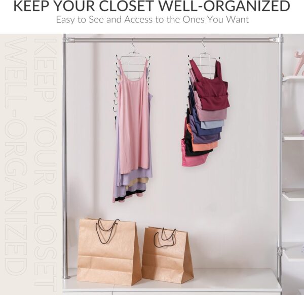 ZEDODIER 2 Pack Tank Top Hanger, Space Saving Bra Hanger, Non-Slip Hanging Sport Bras Holder, Closet Organizers and Storage for Camisoles Tank Tops Bras Ties Swimsuits Strappy Dress, Silver - Image 5