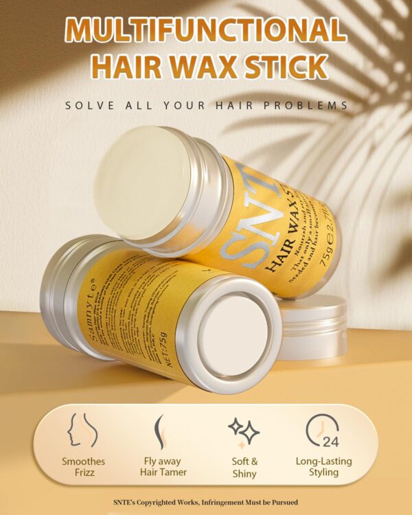 Samnyte Hair Wax Stick, Hair-Styling Waxes, Nourishing Accessories - Slick Stick for Women & Kids, Gel Tamer for Flyaways, Bun Maker & Styling Cream, 2.7 Fl Oz - Image 2