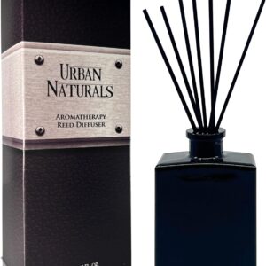 Urban Naturals BlackBerry Vanilla Reed Diffuser Set – Ripe Blackberries, Warm Vanilla & Patchouli – 5 Ounce Sleek Black Rectangular Refillable Glass Bottle – Made in The USA