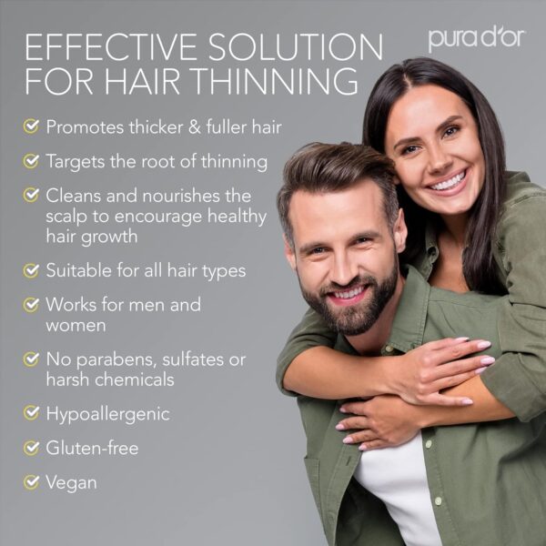 PURA D\'OR Advanced Therapy Biotin Shampoo & Conditioner Hair Care Set For Hair Thinning, CLINICALLY TESTED Effective Results, DHT Blocker Hair Thickening Products For Women & Men, 16oz x2 - Image 4