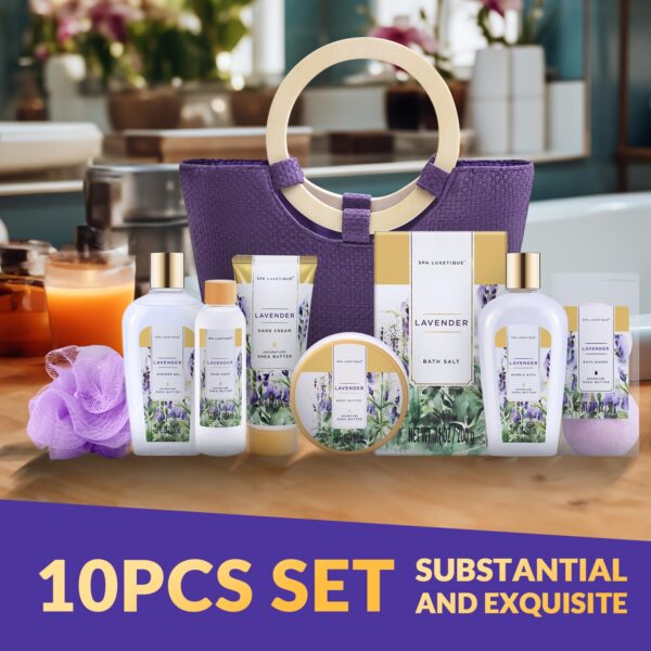 Spa Luxetique Gift Baskets for Women, Spa Gifts for Women-10pcs Lavender Gift Sets with Body Lotion, Bubble Bath, Relaxing Bath Sets for Women, Christmas Gifts for Women, Mothers Day Gifts for Mom - Image 3