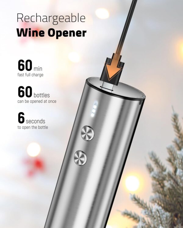 Electric Wine Opener Set - Premium Wine Gifts with Wine Opener, Foil Cutter, Wine Aerator, Vacuum Stopper, and Elegant Gift Box - Ideal Christmas Gift for Unforgettable Moments - Image 3