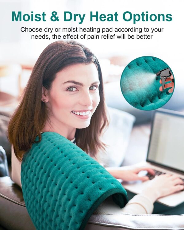 Heating Pad for Back Pain Relief with 6 Heat Settings, 4 Auto-Off, Gifts for Women Mom Men Dad, Electric Heating Pads for Cramps/Abdomen/Waist/Shoulder, Moist Dry Heat Options, 12 - Image 5