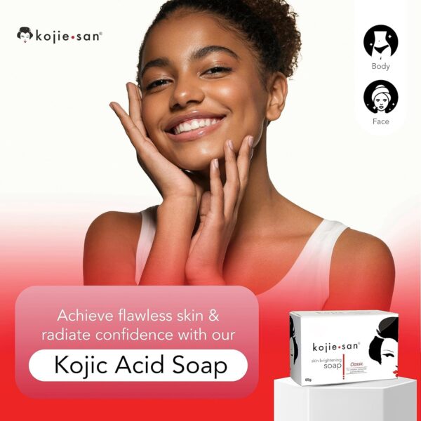 Kojie San Skin and Body Brightening Soap - Original Kojic Acid, Dark Spot Remover Soap Bar with Coconut & Tea Tree Oil- 65g x 1 Bar - Image 4