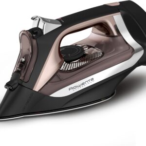Rowenta, Iron, Access Stainless Steel Soleplate Steam Iron with Retractable Cord, Powerful Steam Diffusion, Auto-off, Anti-Drip, 1725 Watts, Ironing, Black Clothes Iron, DW2459