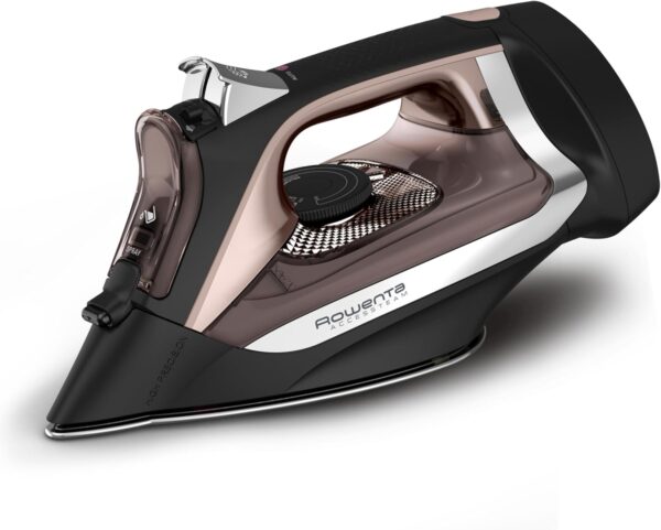 Rowenta, Iron, Access Stainless Steel Soleplate Steam Iron with Retractable Cord, Powerful Steam Diffusion, Auto-off, Anti-Drip, 1725 Watts, Ironing, Black Clothes Iron, DW2459
