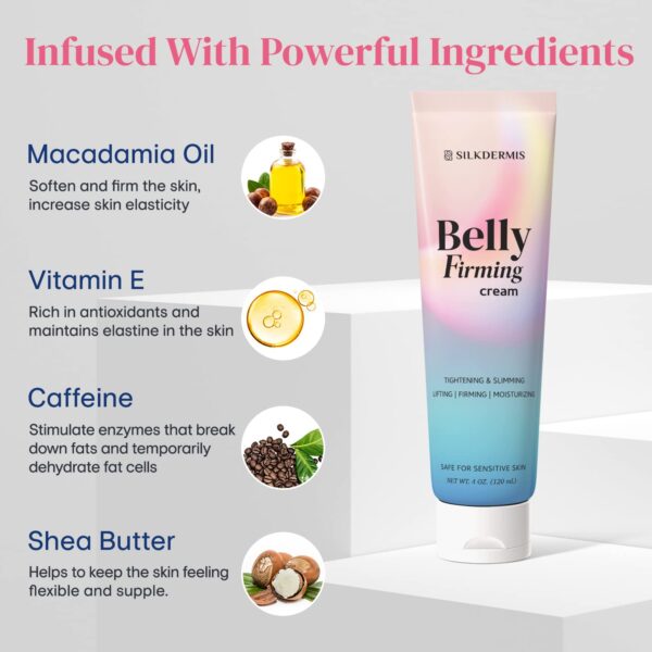 B Flat Belly Firming Cream - Skin Tightening & Cellulite Cream for Stomach, Thighs & Butt, Moisturizing Firming Lotion with Powerful Natural Ingredients , 120 ML - Image 2
