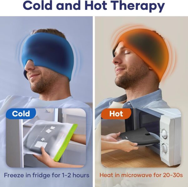 Migraine Relief Cap, Migraine Headache Relief Cap Hat Mask Products, Cooling Gel Hat Head Wrap for Migraine, Tension, Stress & Puffy Eyes,Natural Relief Cap for Instant Headache Relief - Image 6
