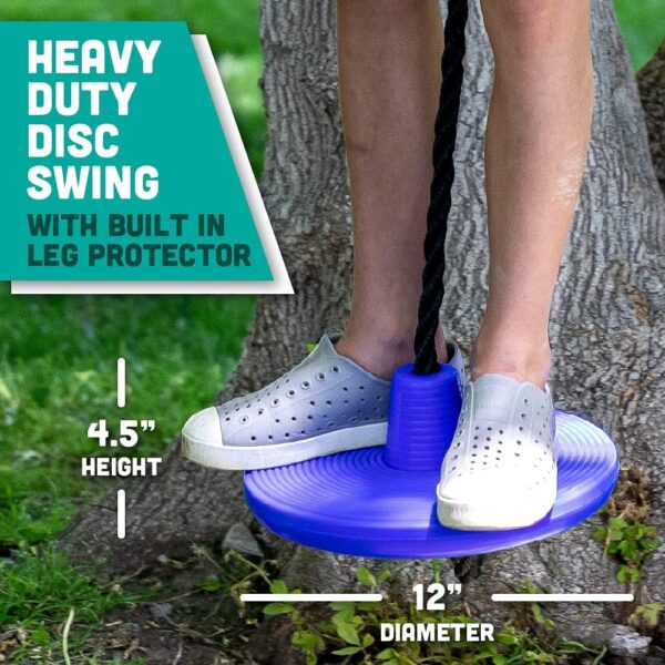 Squirrel Products Heavy Duty Plastic Tree Swing - Disc Rope Swing with Leg Protectors - Additions & Replacements - Outdoor Play Equipment - Blue - Image 4