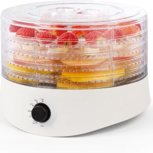 Commercial Chef Food Dehydrator, Dehydrator for Food and Jerky, 280W Meat Dehydrator Machine for Dehydrated Foods with 5 Drying Racks and Slide Out Tray, White