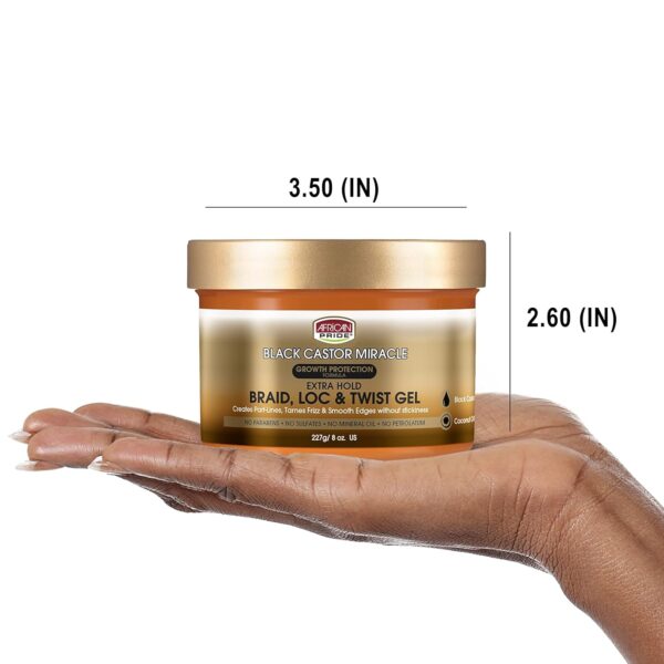 African Pride Black Castor Miracle Extra Hold Braid, Loc, Twist Gel, Tames Frizz & Edges, No Parabens, Sulfates, Mineral Oil or Petrolatum, Contains Black Castor & Coconut Oil - Image 5