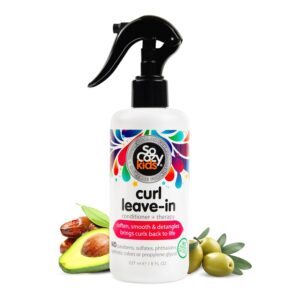 So Cozy Leave In Conditioner Spray (8 Fl Oz) Paraben-Free Detangler for Kids\' Curly Hair, Deep Conditioner & Tangle-Free Curls, Gentle & Nourishing with Keratin, Vitamin B5, Olive Oil & Jojoba Oil