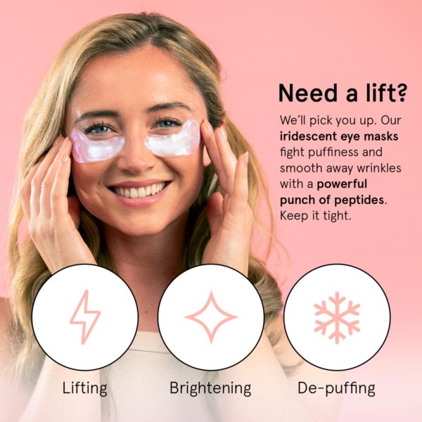 grace & stella Under Eye Patches with Peptides & Rice Extract - Firming Eye Masks for Dark Circles and Puffiness - Iridescent Eye Mask Patches for Firmer-Looking Skin - Vegan, Cruelty-Free, 24 Pairs - Image 2
