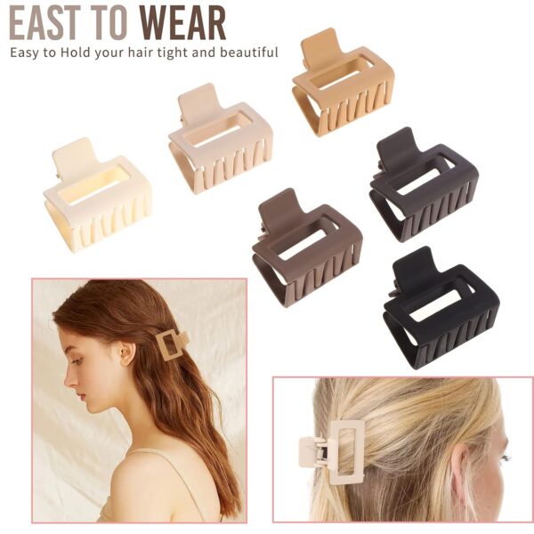 12 Pack Square Claw Clips, Big and Small Neutral Rectangle Hair Claw Clips, Non-slip Matte Large Hair Clips for Women,Strong Hold jaw clip for Thick Thin Hair (Neutral) - Image 3