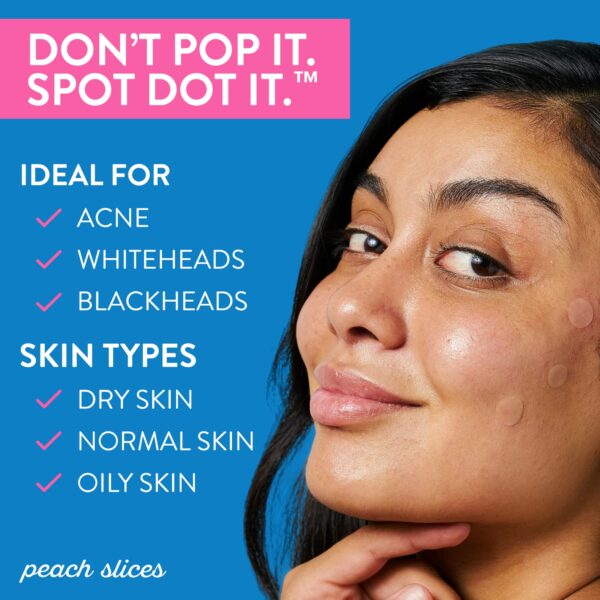 Peach Slices | Acne Spot Dots | Hydrocolloid Acne Patches | For Zits, Blemishes, & Breakouts | Vegan | Cruelty-Free | Pimple Patches | Facial Skin Care Products | 3 Sizes (7mm, 10mm, & 12mm) | 30 Ct - Image 2