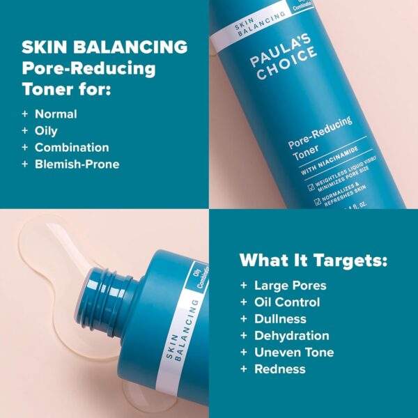 Paula\'s Choice SKIN BALANCING Pore-Reducing Face Toner for Combination and Oily Skin, Minimizes Large Pores, Controls Oil & Shine, Hydrates & Replenishes, Suitable for Acne-Prone Skin - Image 4