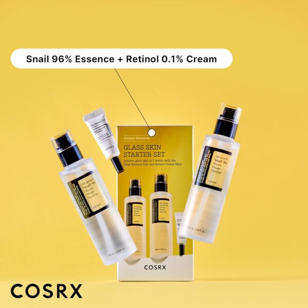 COSRX Glass Skin Starter Set, Amazon Exclusive, Advanced Snail 96% Mucin Power Essence & Retinol 0.1% Cream Mini Sample, Daily Hydrating & Firming Korean Skin Care Kit, Gift Set - Image 4