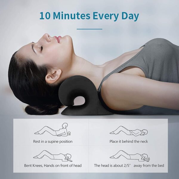 RESTCLOUD Neck and Shoulder Relaxer, Cervical Traction Device for TMJ Pain Relief and Cervical Spine Alignment, Chiropractic Pillow, Neck Stretcher (Black) - Image 6