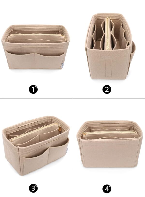 LEXSION Felt Purse Bag Organizer Insert with zipper Bag Tote Shaper Fit Speedy Neverful PM MM - Image 4