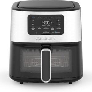 Cuisinart Air Fryer Oven – 6-Qt Basket Stainless Steel Air Fryer – Dishwasher-Safe Parts with 5 Presets – Roast, Bake, Broil, Air Fry and Keep Warm – Quick & Easy Meals – AIR-200