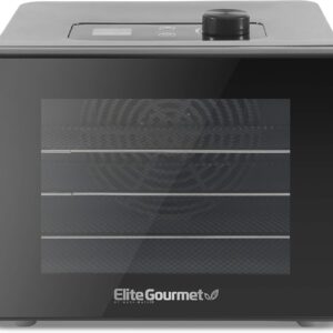 Elite Gourmet Food Dehydrator, Stainless Steel Trays Food Dehydrator, Adjustable Temperature Controls, Jerky Herbs Fruit Veggies Snacks