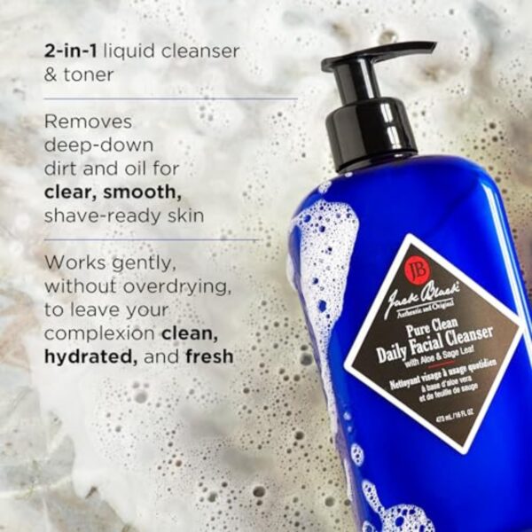 Jack Black Pure Clean Daily Facial Cleanser for Men - Mens Face Wash, Jack Black Face Wash Men\'s, Face Wash for Men, Face Cleanser for Men, 2-in-1 Facial Cleanser & Face Toner for Men, Gifts for Men - Image 4