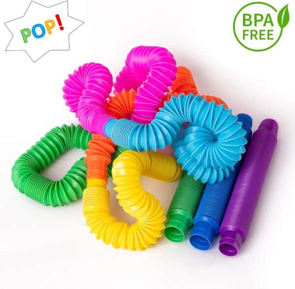 Nutty Toys Pop Tubes - Sensory Toys - Toddler Toys |8 Pack Large| Endless Creativity & Fun for Kids - Connect & Pop! Top ADHD Autism Fidget 2024, Best Boy & Girl Christmas Stocking Stuffers Gift Idea - Image 4