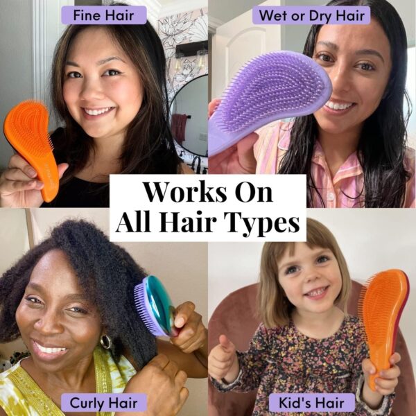 Lily England Detangler Brush for Curly Hair, Thick, Straight & Natural Hair - Gentle Detangling Hair Brush for Women, Kids & Toddlers with Flexible Bristles - Hairbrush for Wet & Dry Hair, Black - Image 3