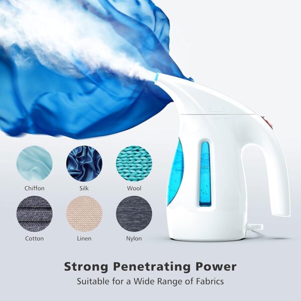 HiLIFE Steamer for Clothes, Portable Handheld Design, 240ml Big Capacity, 700W, Strong Penetrating Steam, Removes Wrinkle, for Home, Office and Travel(ONLY FOR 120V)(Maya Blue) - Image 3