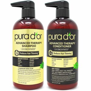 PURA D\'OR Advanced Therapy Biotin Shampoo & Conditioner Hair Care Set For Hair Thinning, CLINICALLY TESTED Effective Results, DHT Blocker Hair Thickening Products For Women & Men, 16oz x2