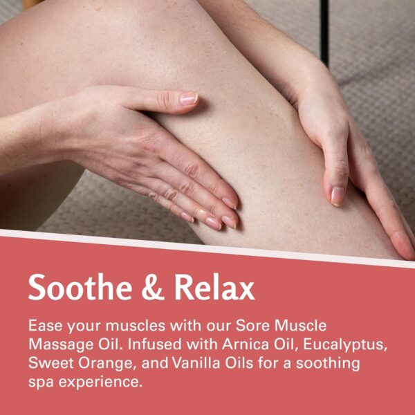 Arnica Sore Muscle Massage Oil for Massage Therapy - Anti Cellulite Massage Oil with Collagen Stem Cells Arnica and Menthol - Multipurpose Instant Absorption Full Body Massage Oil by M3 Naturals - Image 6