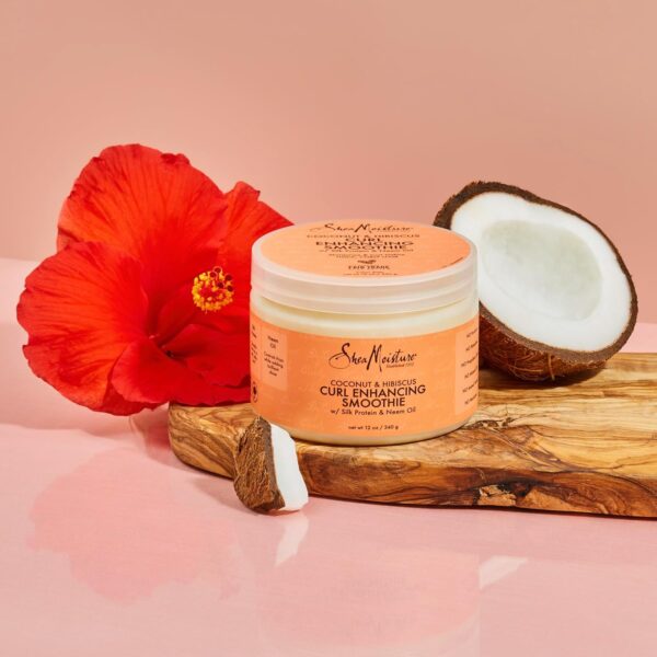 SheaMoisture Smoothie Curl Enhancing Cream Coconut and Hibiscus for Thick, Curly Hair Sulfate Free and Paraben Free 12 oz - Image 6