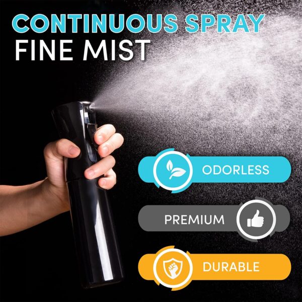 Hula Home Spray Bottle for Hair (10.1oz/300ml) - Powered by Flairosol® Spray Technology - Continuous Ultra Fine Mist Sprayer – For Hairstyling, Cleaning, Salons, Plants, Essential Oil & More - Black - Image 2
