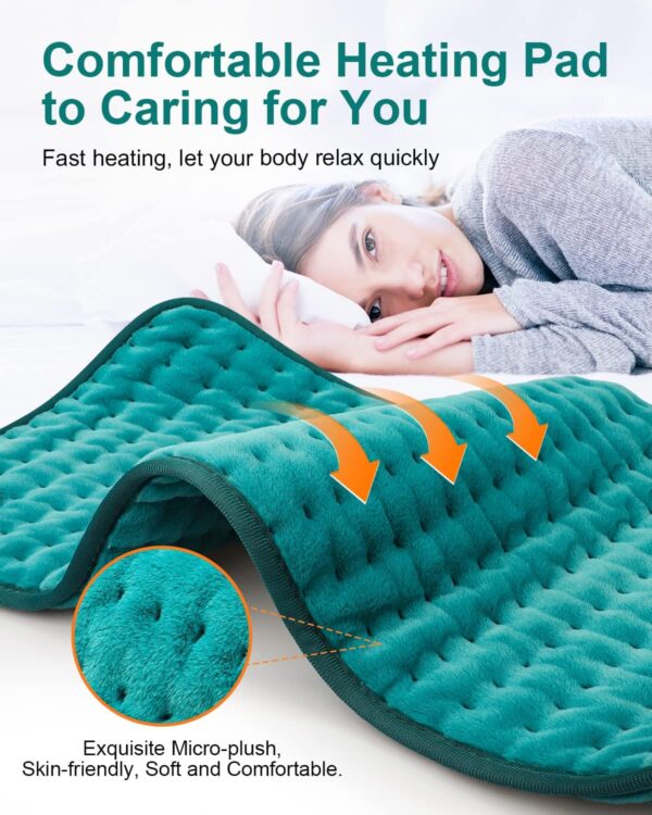 Heating Pad for Back Pain Relief with 6 Heat Settings, 4 Auto-Off, Gifts for Women Mom Men Dad, Electric Heating Pads for Cramps/Abdomen/Waist/Shoulder, Moist Dry Heat Options, 12 - Image 3