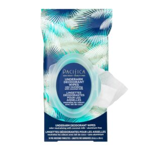Pacifica Deodorant Wipes - Coconut Milk Underarm & Full Body Deodorant Wipes - Removes Sweat & Oil - Aluminum-Free - Natural Feminine Odor Control Clean Vegan & Cruelty-Free Dermatologist Tested