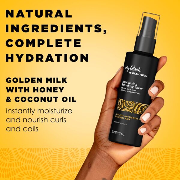 MY BLACK IS BEAUTIFUL Detangler Spray, Sulfate Free, for Curly and Coily Hair with Coconut Oil, Honey and Turmeric, 7.6 fl oz - Image 2