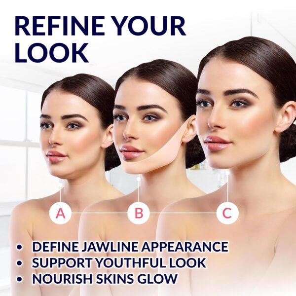 Stylia Double Chin Mask - V Line Chin Strap - Toning Hydrogel Collagen Face Mask with Hyaluronic Acid & Aloe Vera - 5PC - Image 2