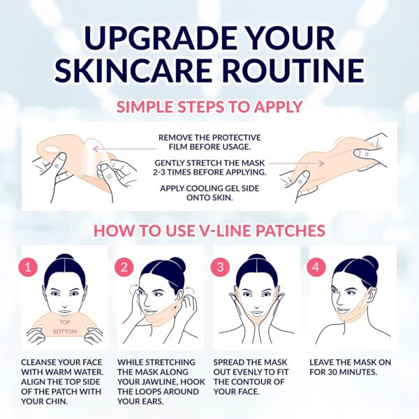 Stylia Double Chin Mask - V Line Chin Strap - Toning Hydrogel Collagen Face Mask with Hyaluronic Acid & Aloe Vera - 5PC - Image 6